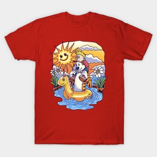 BFF Calvin and Hobbes Swim with a Life Jacket T-Shirt